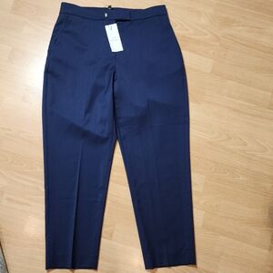 NWT Karen Millen Lydia Millen Wool Blend Slim Leg Trousers Navy Blue Size 10